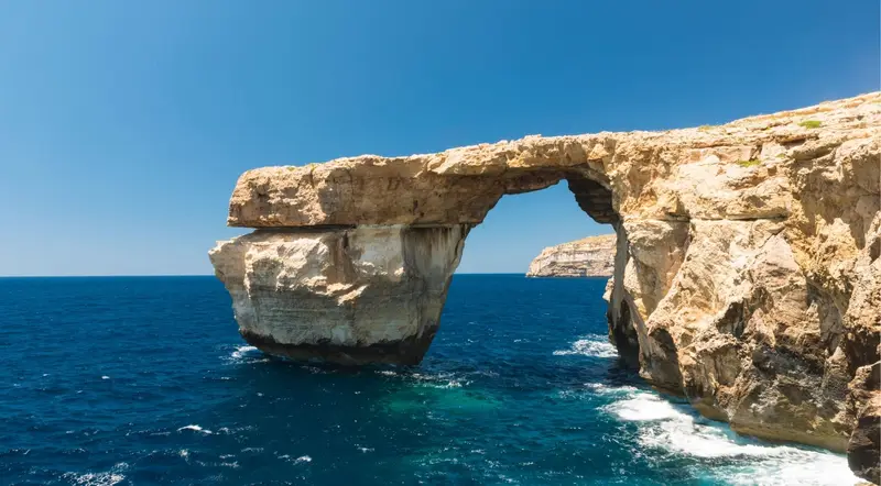 The Dwejra coastline on Gozo's west coast, former site of the Azure Window
